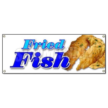 FRIED FISH BANNER SIGN Fry Fish Deep Seafood Fresh Dinner Sandwich AYCE